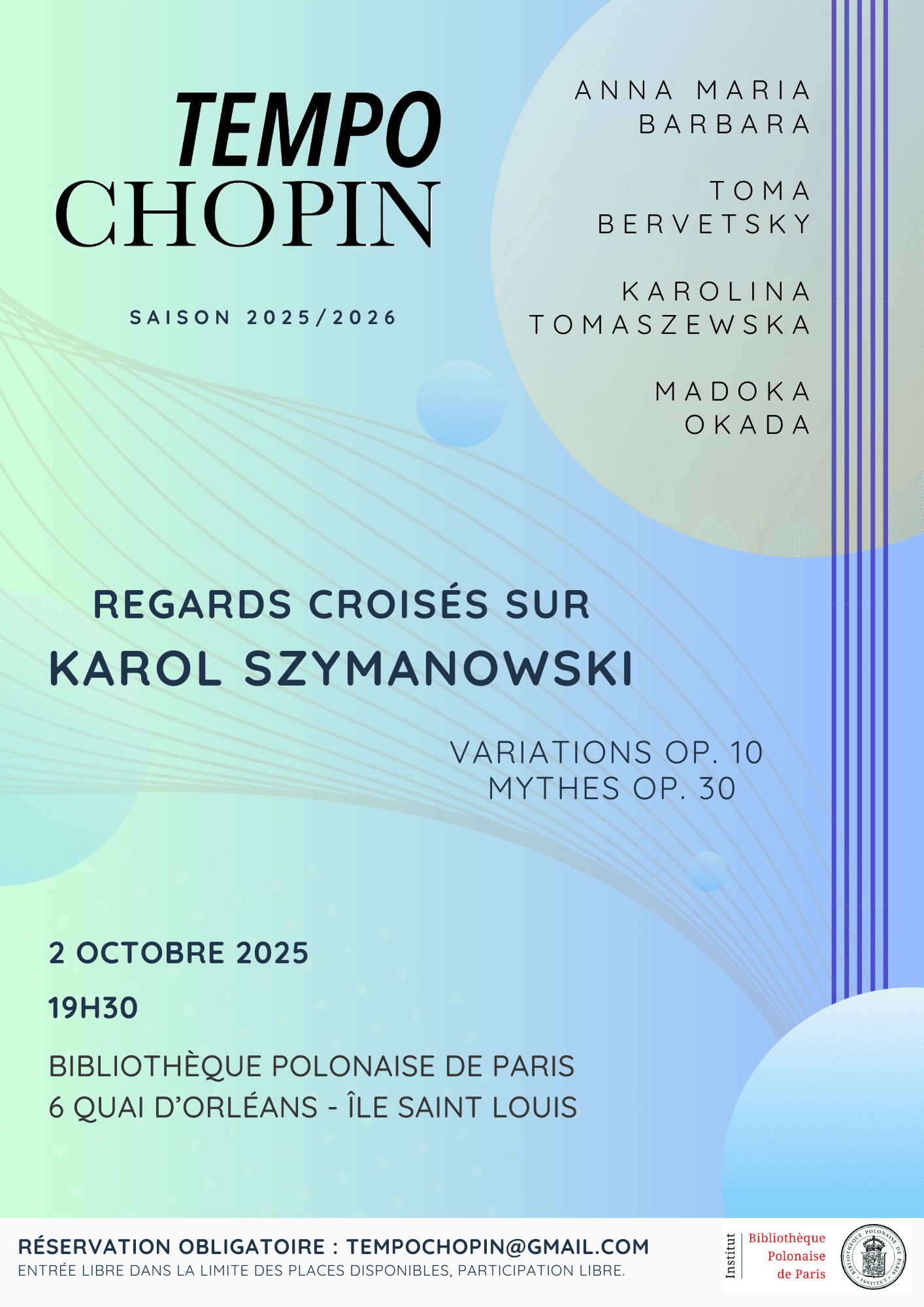 Concert Tempo Chopin: Regards croisés sur Karol Szymanowski