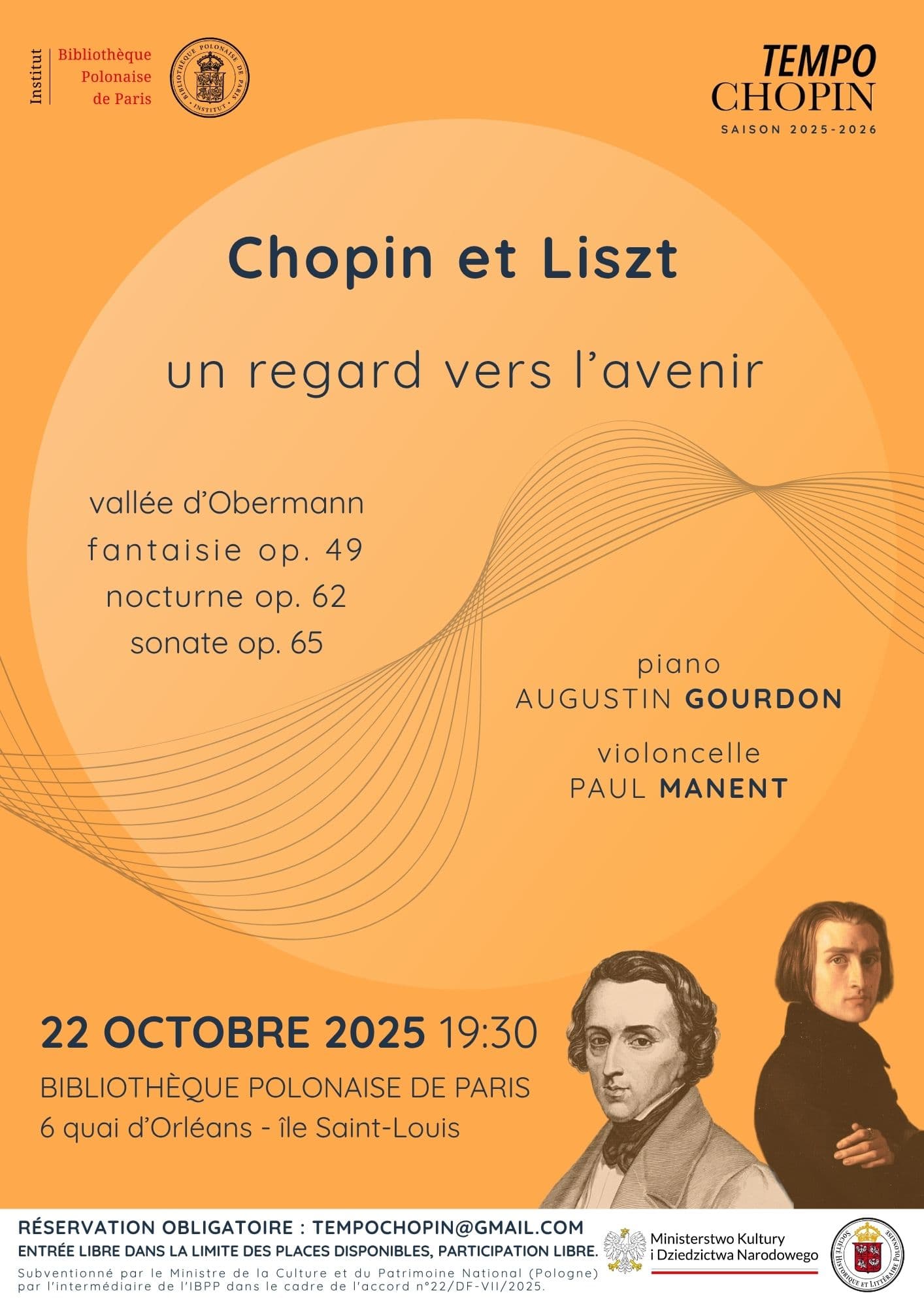 Concert Tempo Chopin : Chopin et Liszt, un regard vers l’avenir